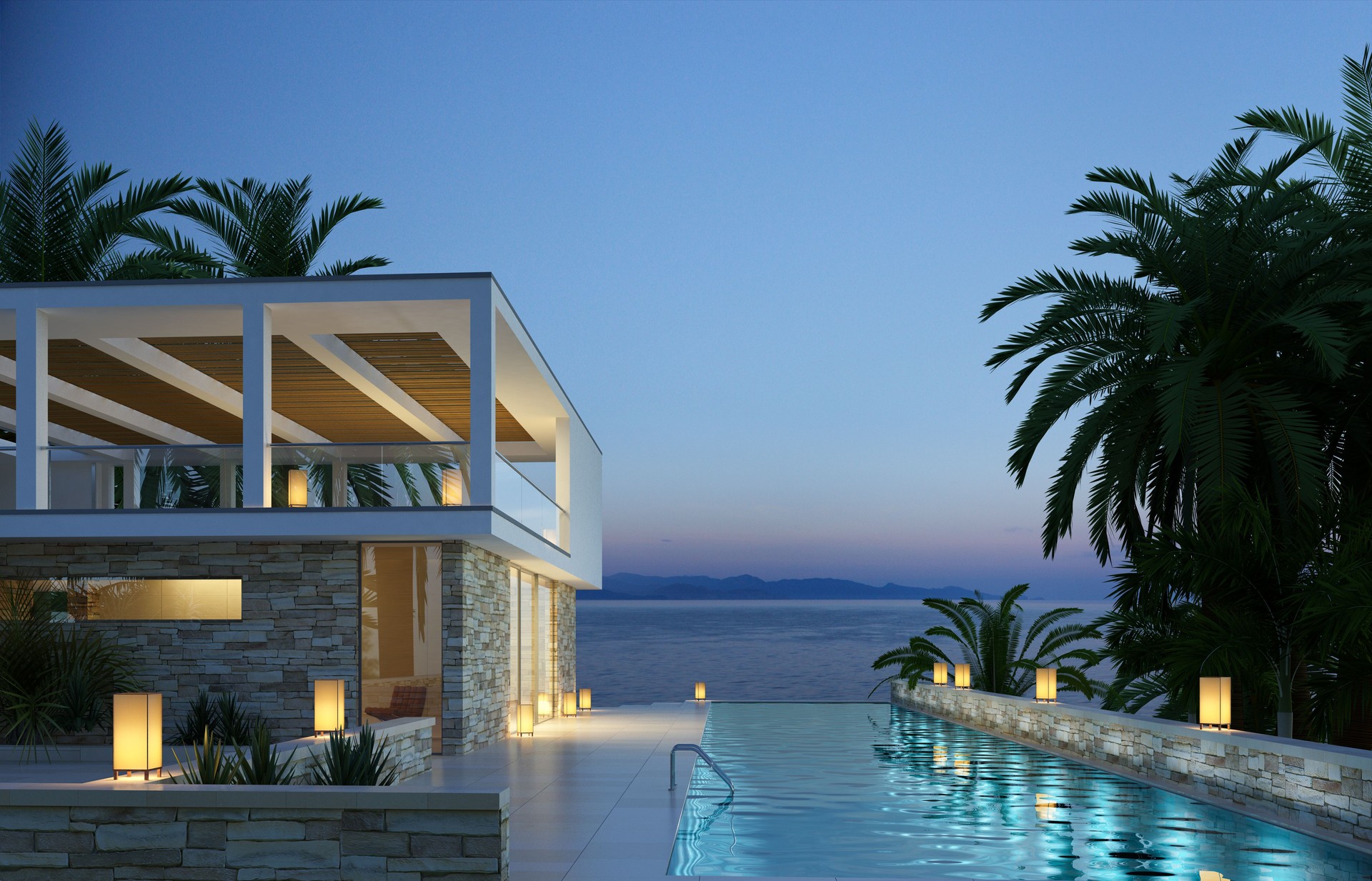 Modern mediterranean villa with pool