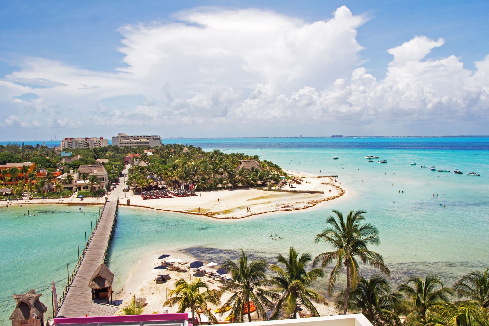 Aerial view of Isla Mujeres in Quintana Roo.